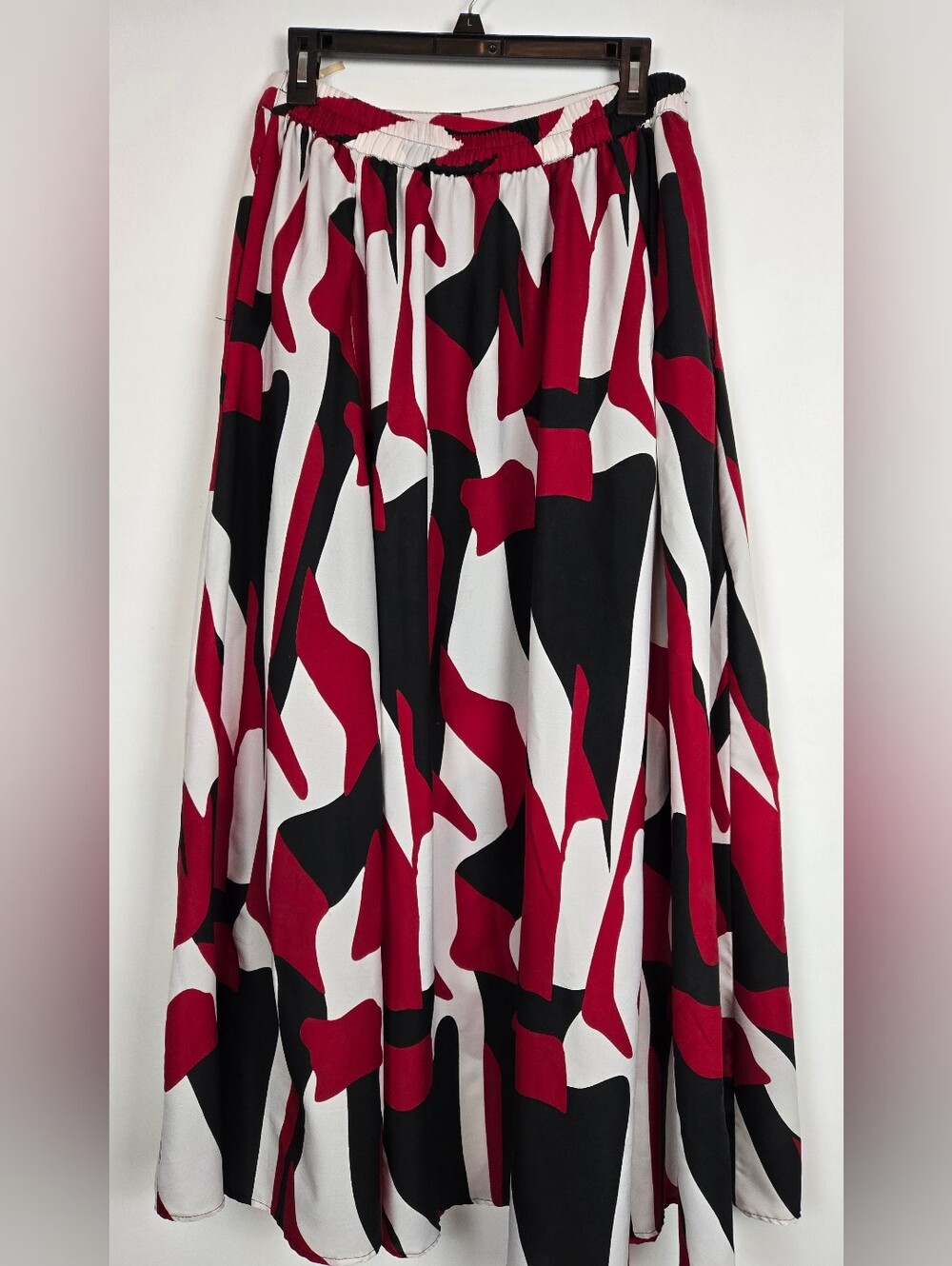 Lucky & Coco Bold Red Black and White Printed Maxi Skirt